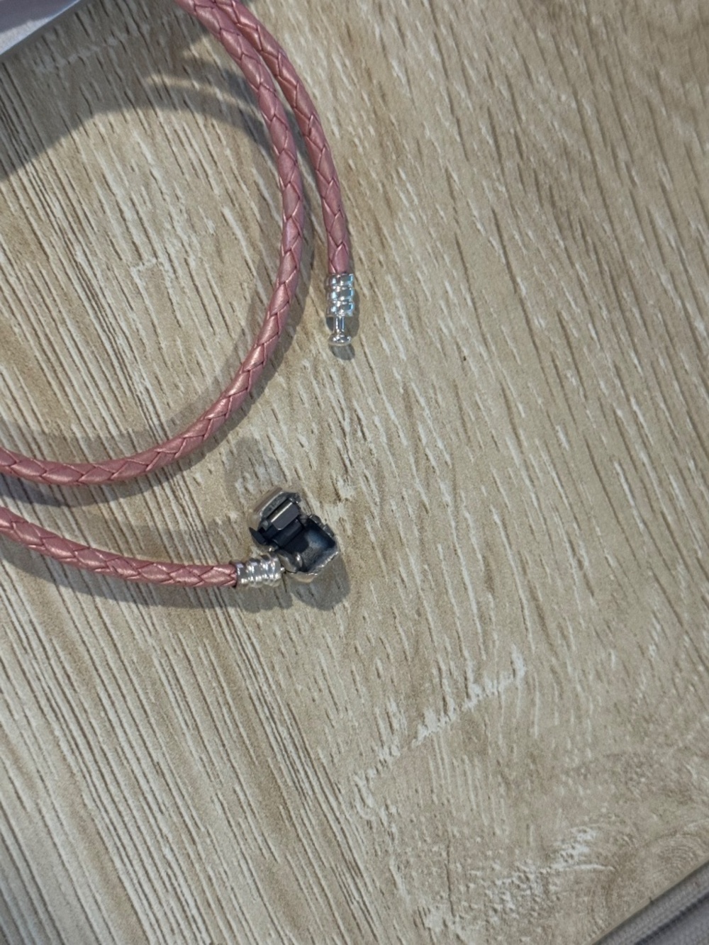 Authentic PANDORA DOUBLE LEATHER BRACELET 16" Light PINK Pre-owned - Picture 7 of 8
